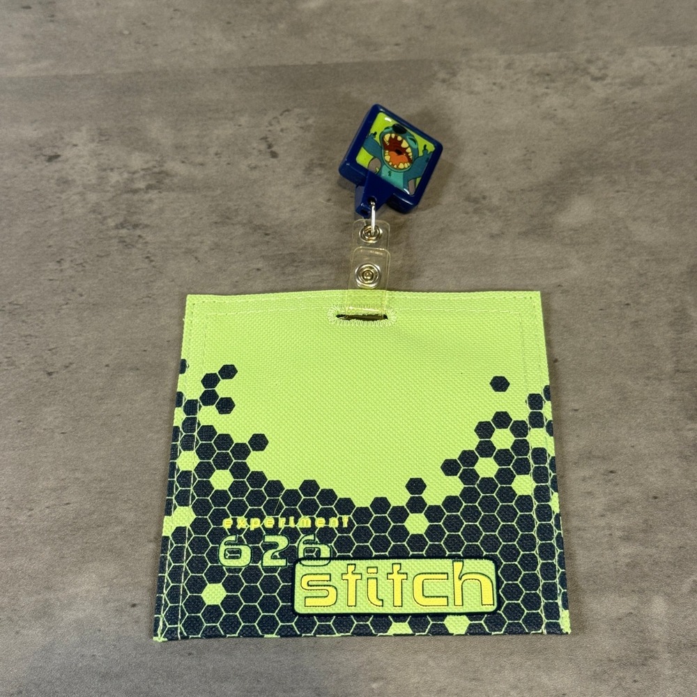 Vintage Disney Lilo Stitch Experiment 626 Retractable ID Badge Holder Lime Green